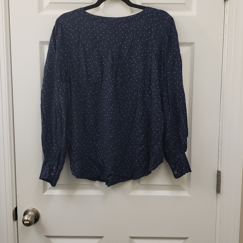 Susina, navy blue, long sleeve, button down, pheasant, boho blouse, XL - Picture 8 of 9